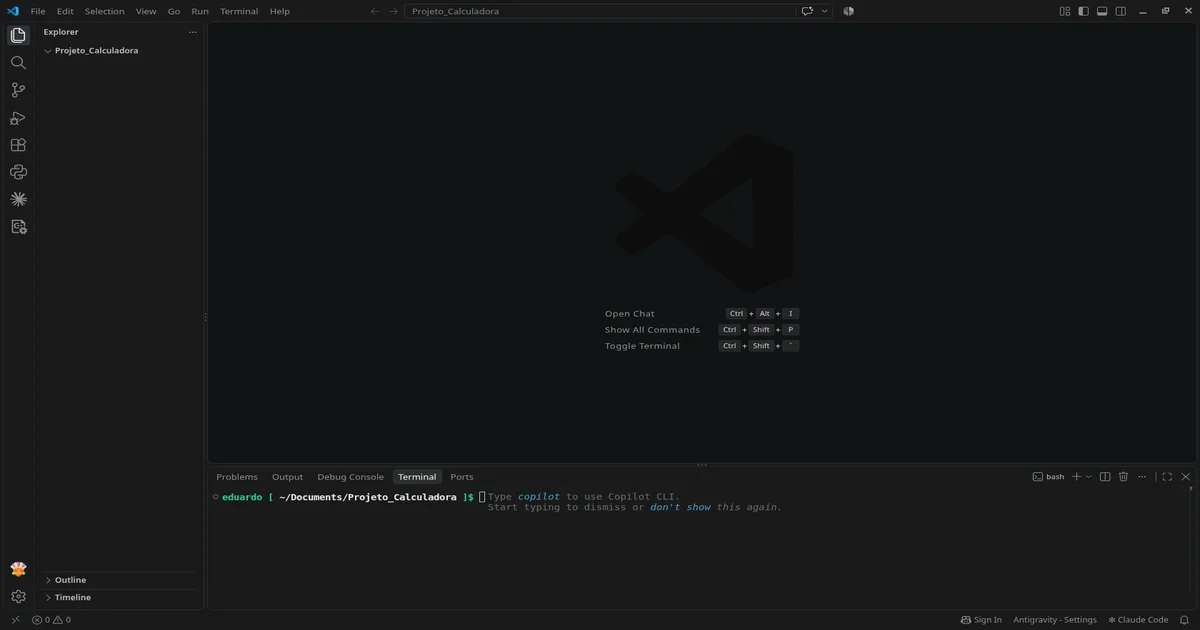 Foto do meu editor de código Vscode