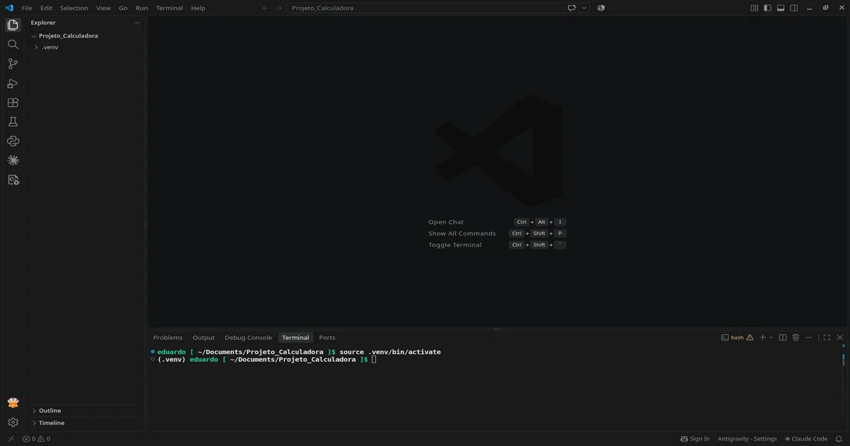 Foto do meu editor de código Vscode