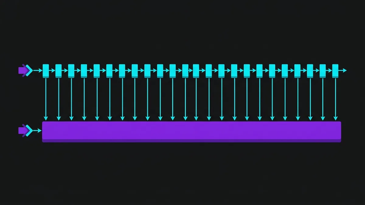 Ilustração esquemática mostrando o fluxo de geração de tokens em rascunho paralelo sendo verificado em um bloco único.
