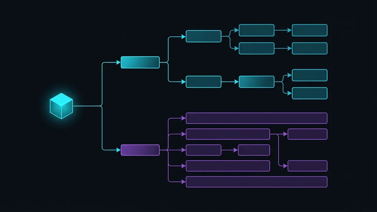 Esquema gráfico ilustrando a estrutura hierárquica unificada de cgroups v2 do Linux com nó de origem e ramificações de controle.