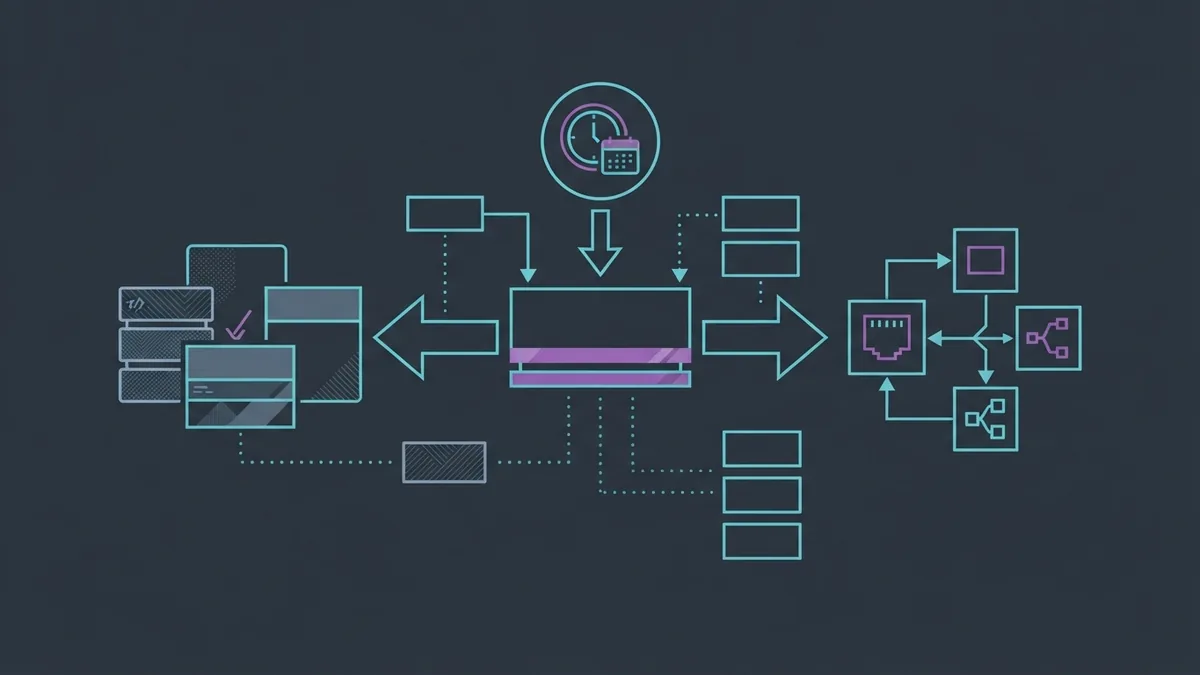 Esquema gráfico vetorial ilustrando o relacionamento de dependências entre temporizador, serviço e recursos de rede no Linux.
